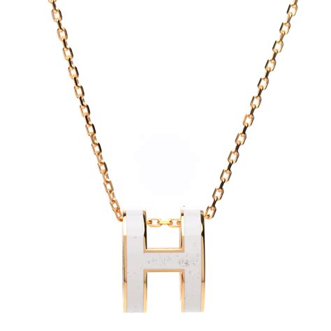 hermes pop h pendant white|hermes buffalo horn necklace.